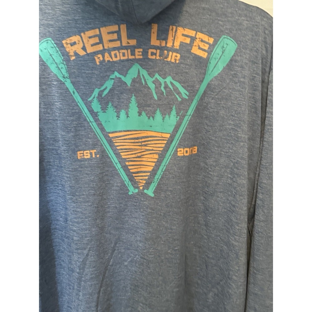 Reel Life Fishing Long Sleeve Paddle Club Destin Pullover Hoodie Shirt Sz L NWT - Picture 7 of 9